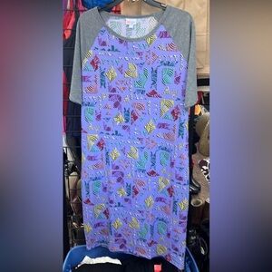 LuLaRoe Julia Dress 2XL Purple Abstract Stretch Bodycon